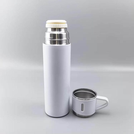 SAFFLE - Set of Vacuum Flask & Two Cups (White)