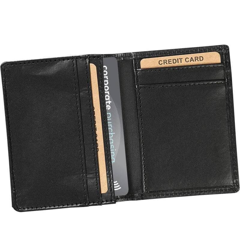 LANCY - eco-neutral Cactus Leather Card Case with Contrast Stitch (Black)