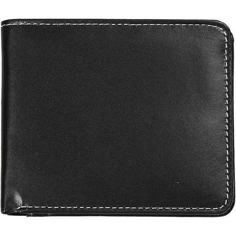 ANRAS - eco-neutral Cactus Leather Wallet with Card Case & Contrast Stitch (Black)