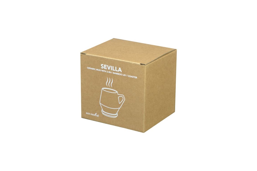 SEVILLA - eco-neutral Ceramic Mug with Bamboo Lid - Red