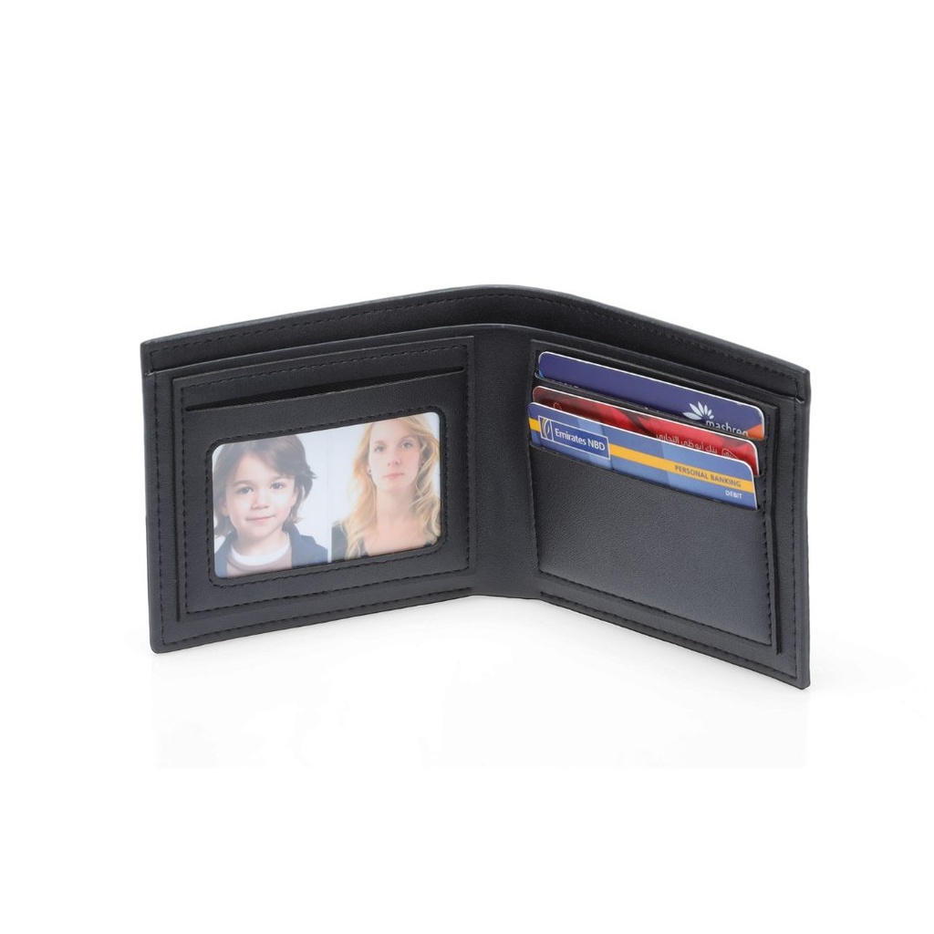 KEMI - Men's Compact Bifold PU Wallet - Black