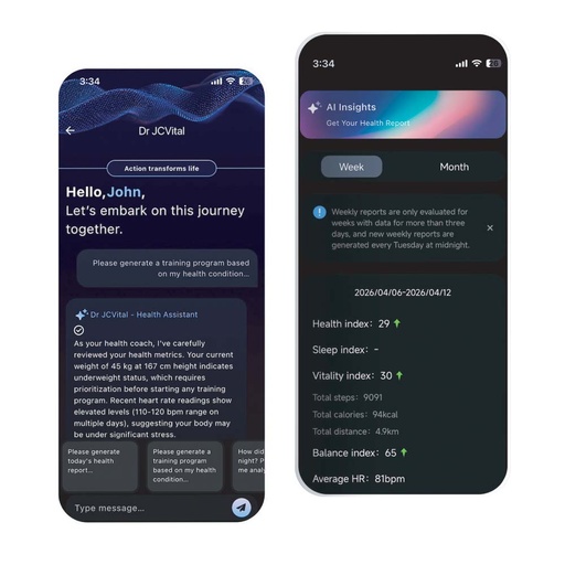 CORE VITAL - @memorii Health & Longevity Smart AI Fitness Band - Black