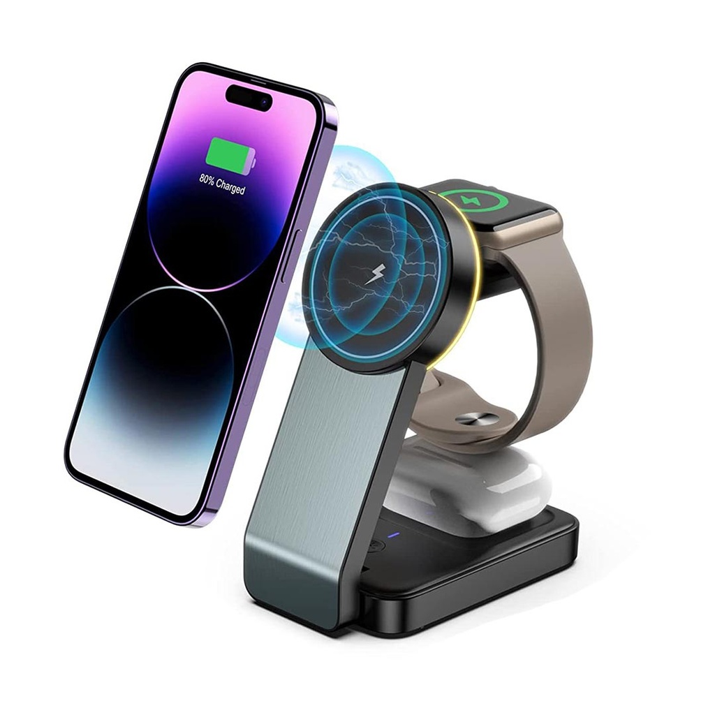 POWERBASE @memorii 3 in 1 Wireless Fast Charging Station with Ambient Light