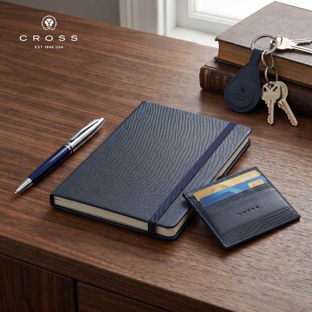 Cross Calais™ Chrome/Blue Lacquer with Polished Chrome Appointments Ballpoint Pen
