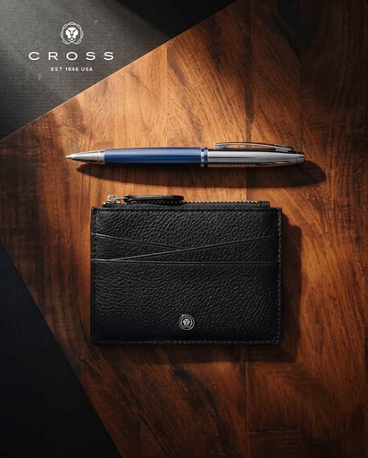 Cross Calais™ Chrome/Blue Lacquer with Polished Chrome Appointments Ballpoint Pen