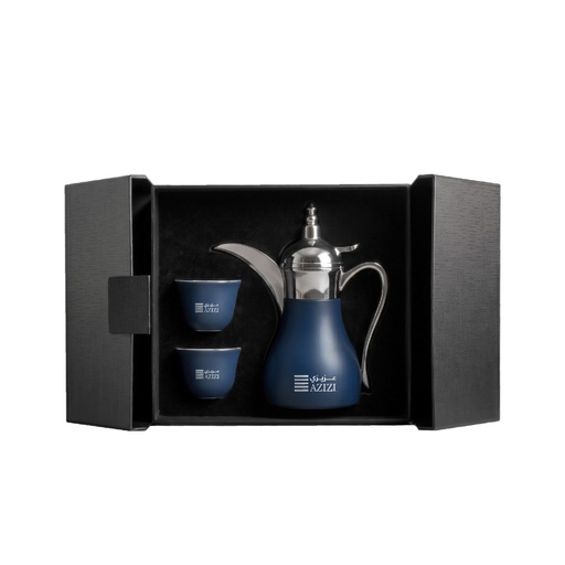 WESAL - Hans Larsen Dallah Nano Gift Set with 2 Cava Cups - Blue / Chrome 