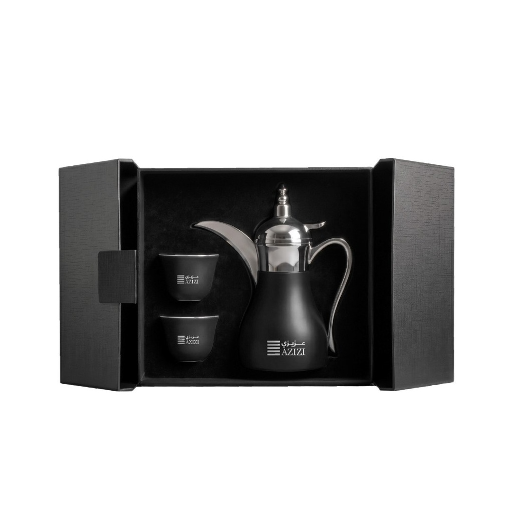 WESAL - Hans Larsen Dallah Nano Gift Set with 2 Cava Cups - Black / Chrome 