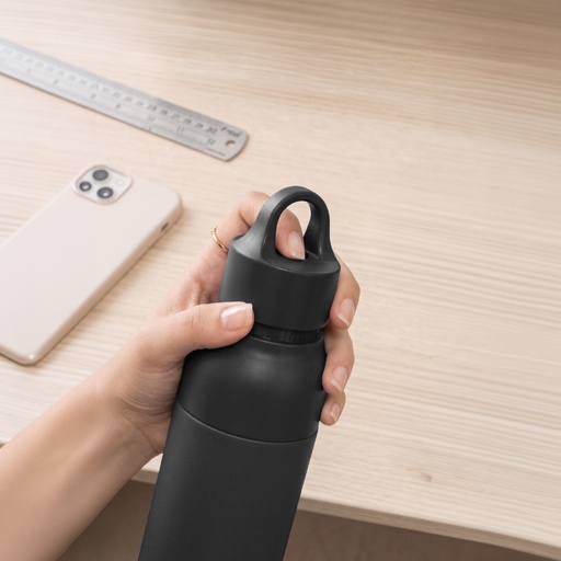RHODES - Hans Larsen Double Wall Bottle with Push Lid  550 ml - Black 