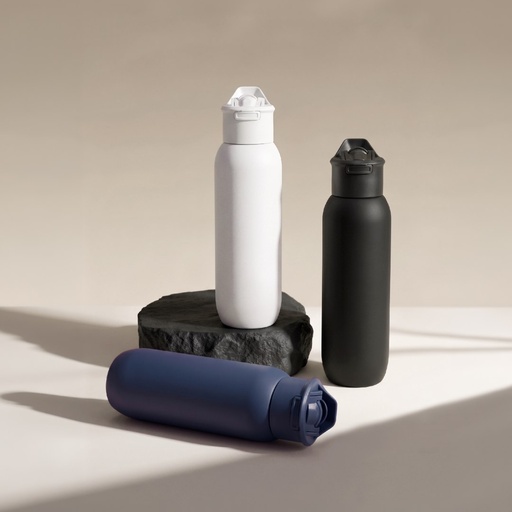 TOLEDO - Hans Larsen Double Wall Bottle with Straw  600 ml - Black 