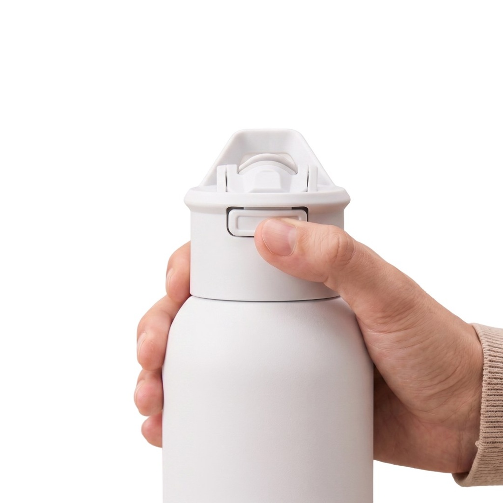 TOLEDO - Hans Larsen Double Wall Bottle with Straw  600 ml - White