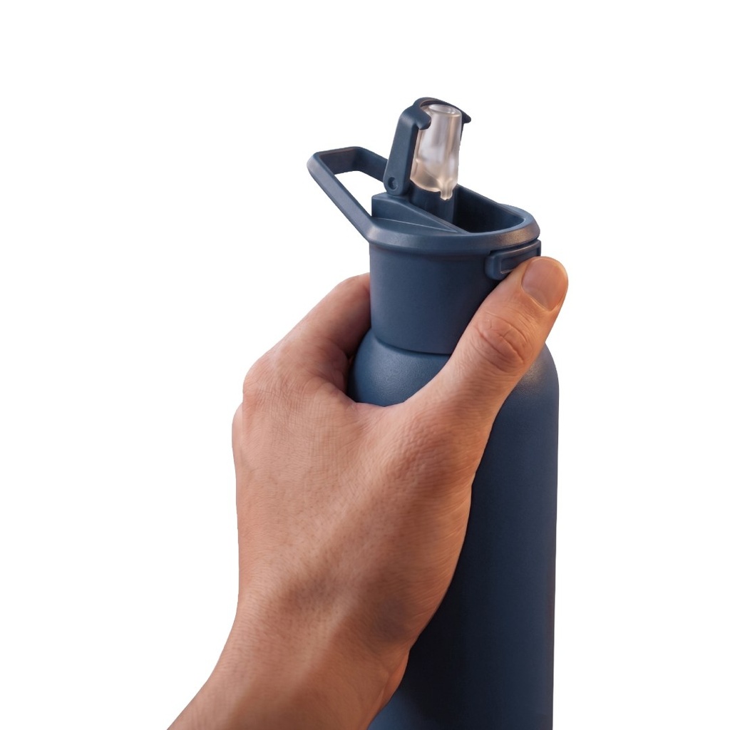 TOLEDO - Hans Larsen Double Wall Bottle with Straw  600 ml - Navy Blue
