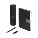ORION SET - Giftology Set of Thermo Bottle, Notebook, Pen and Keychain - Black 