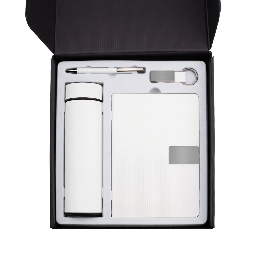 ORION SET - Giftology Set of Thermo Bottle, Notebook, Pen and Keychain - White