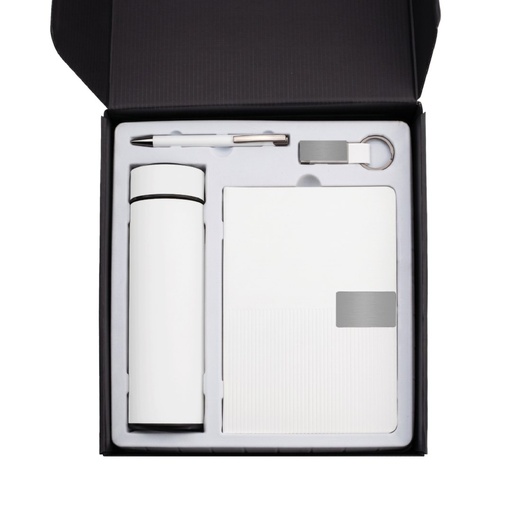 ORION SET - Giftology Set of Thermo Bottle, Notebook, Pen and Keychain - White
