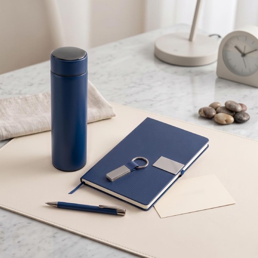 ORION SET - Giftology Set of Thermo Bottle, Notebook, Pen and Keychain - Navy Blue