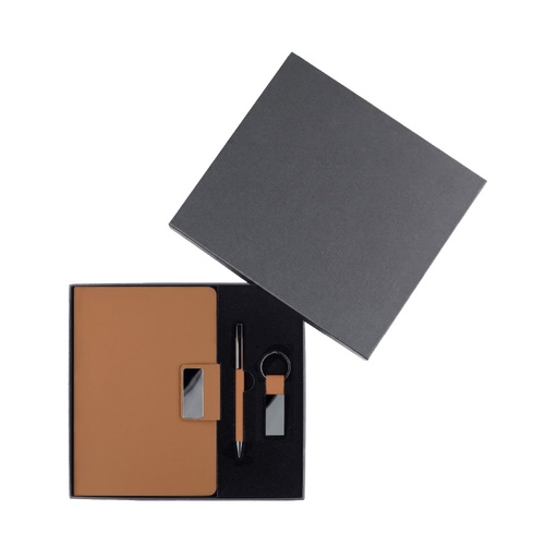 REGENT - Giftology Set of Notebook, Keychain and Pen - Tan 