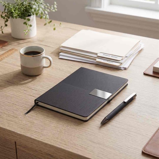RIPPLE SET - Giftology Set of Notebook and Pen - Black 