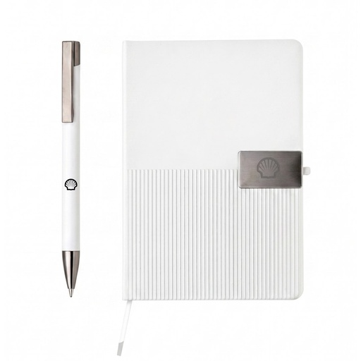 RIPPLE SET - Giftology Set of Notebook and Pen - White