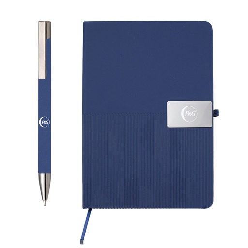 RIPPLE SET - Giftology Set of Notebook and Pen - Navy Blue