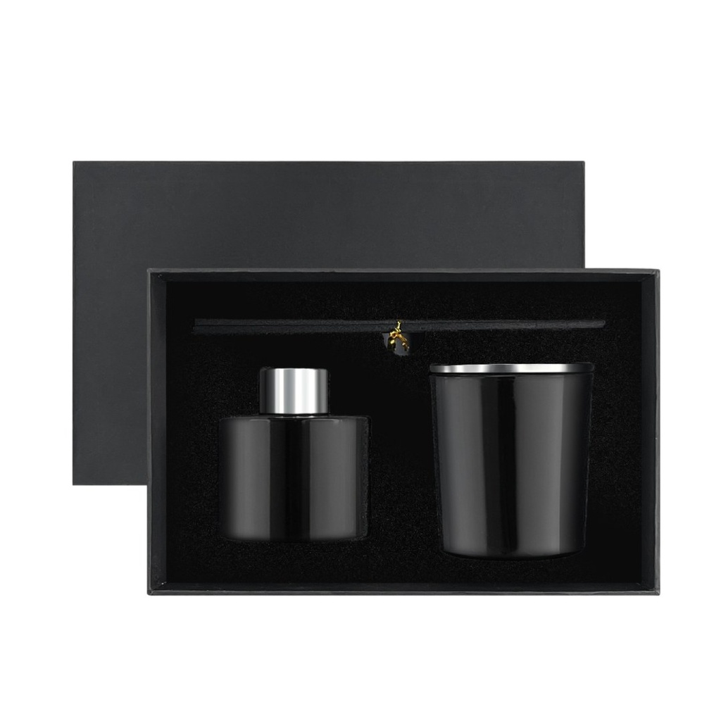 PROVENCE - Lavender Scented Candle and Diffuser Set - Black
