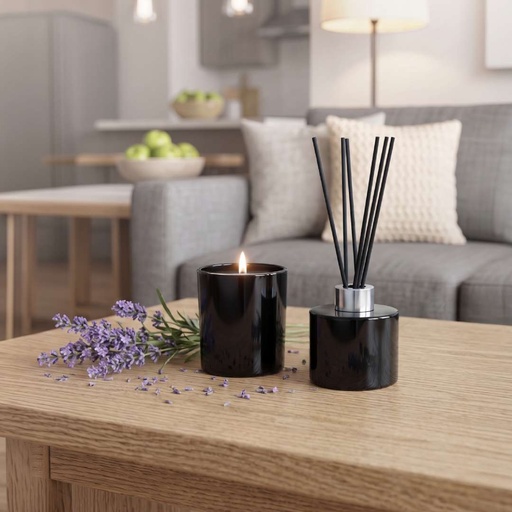PROVENCE - Lavender Scented Candle and Diffuser Set - Black