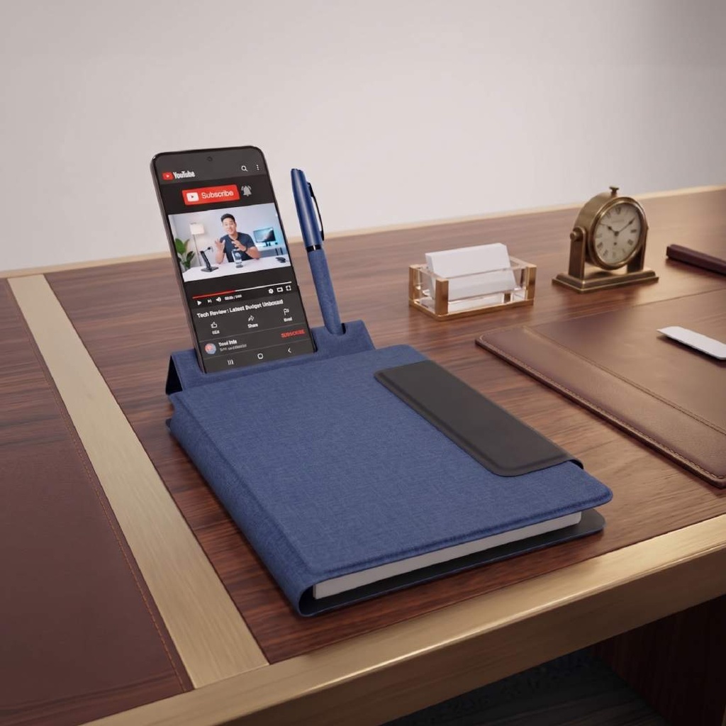 LUBECK - Santhome A5 PU notebook with Pen- Navy Blue