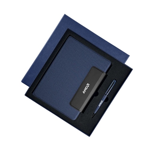 LUBECK - Santhome A5 PU notebook with Pen- Navy Blue
