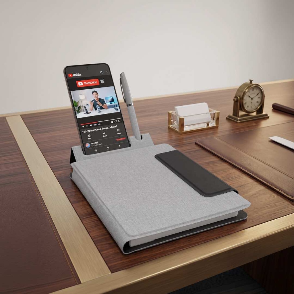 LUBECK - Santhome A5 PU notebook with Pen- Grey