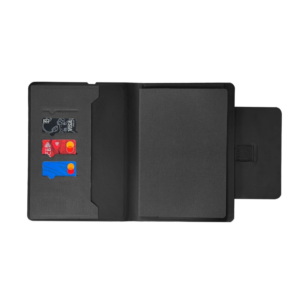 MagFolio - Santhome A5 PU notebook with 15W MagSafe Wireless Charger- Black 