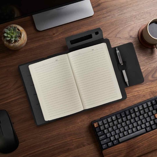 MagFolio - Santhome A5 PU notebook with 15W MagSafe Wireless Charger- Black 