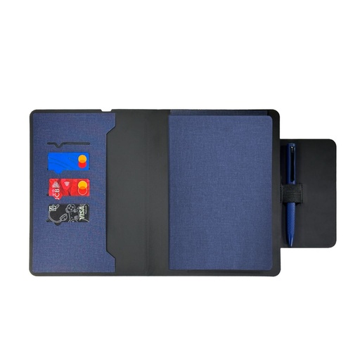 MagFolio - Santhome A5 PU notebook with 15W MagSafe Wireless Charger- Navy Blue