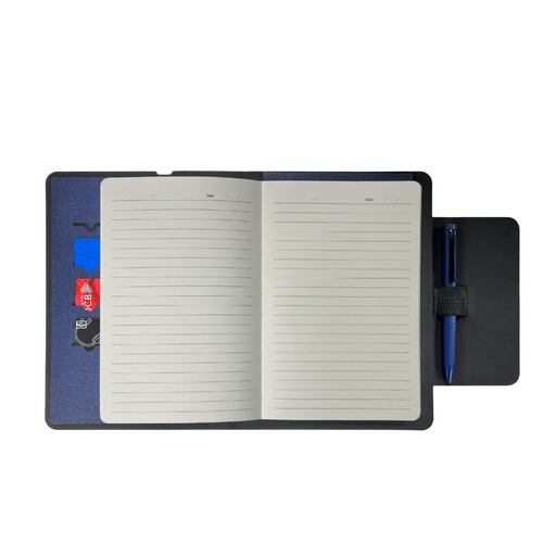 MagFolio - Santhome A5 PU notebook with 15W MagSafe Wireless Charger- Navy Blue