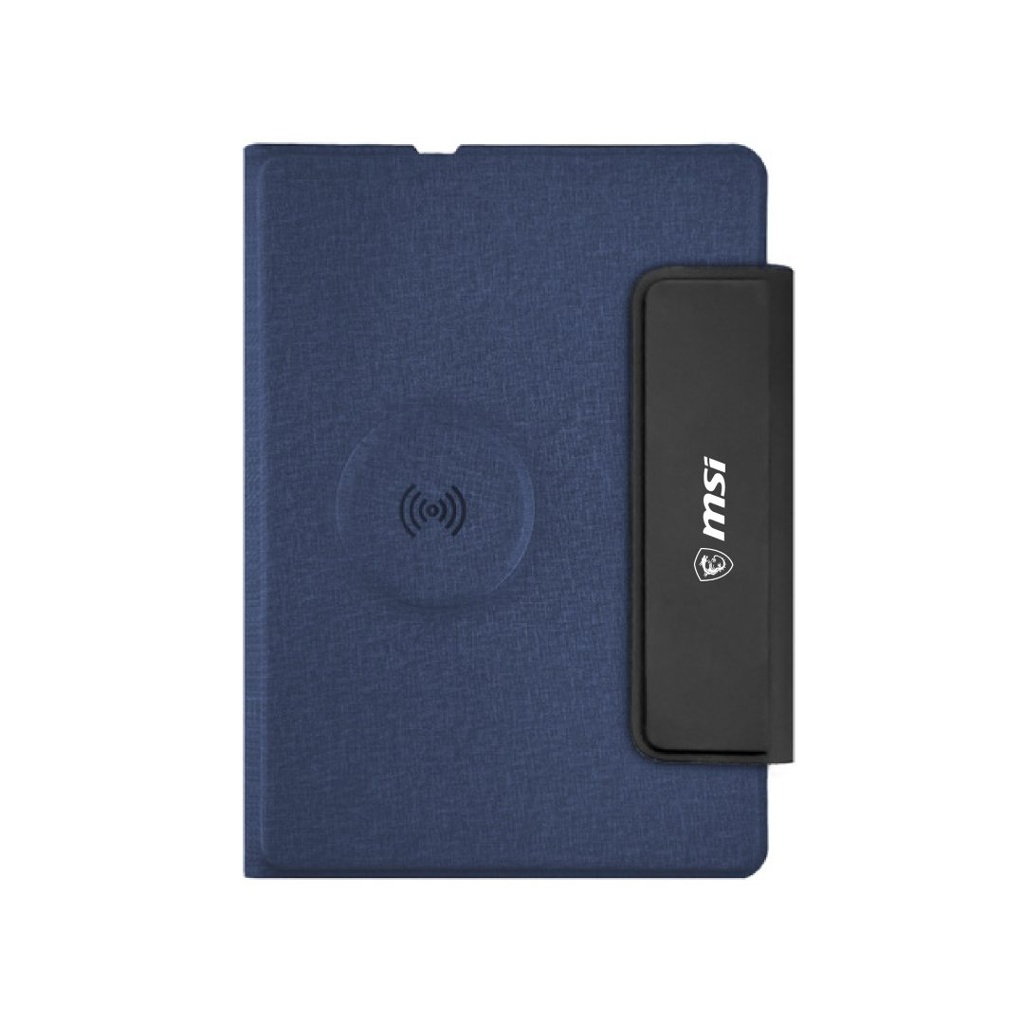 MagFolio - Santhome A5 PU notebook with 15W MagSafe Wireless Charger- Navy Blue