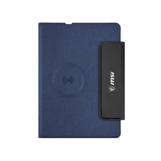 MagFolio - Santhome A5 PU notebook with 15W MagSafe Wireless Charger- Navy Blue