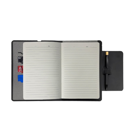 MagFolio - Santhome A5 PU notebook with 15W MagSafe Wireless Charger- Grey