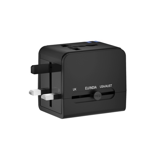 SERRI AC - Giftology Travel Adapter with Type C Compatibility - Black 