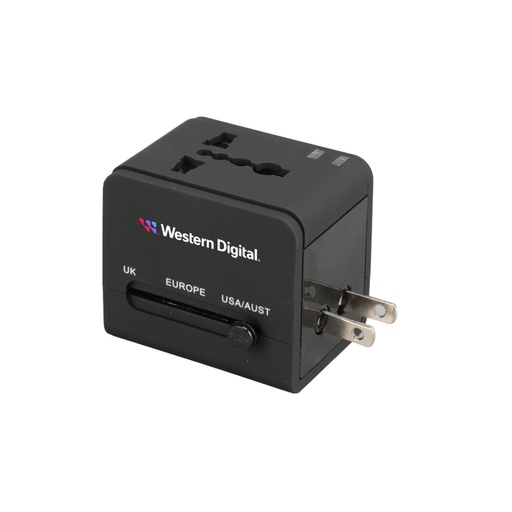 SERRI AC - Giftology Travel Adapter with Type C Compatibility - Black 