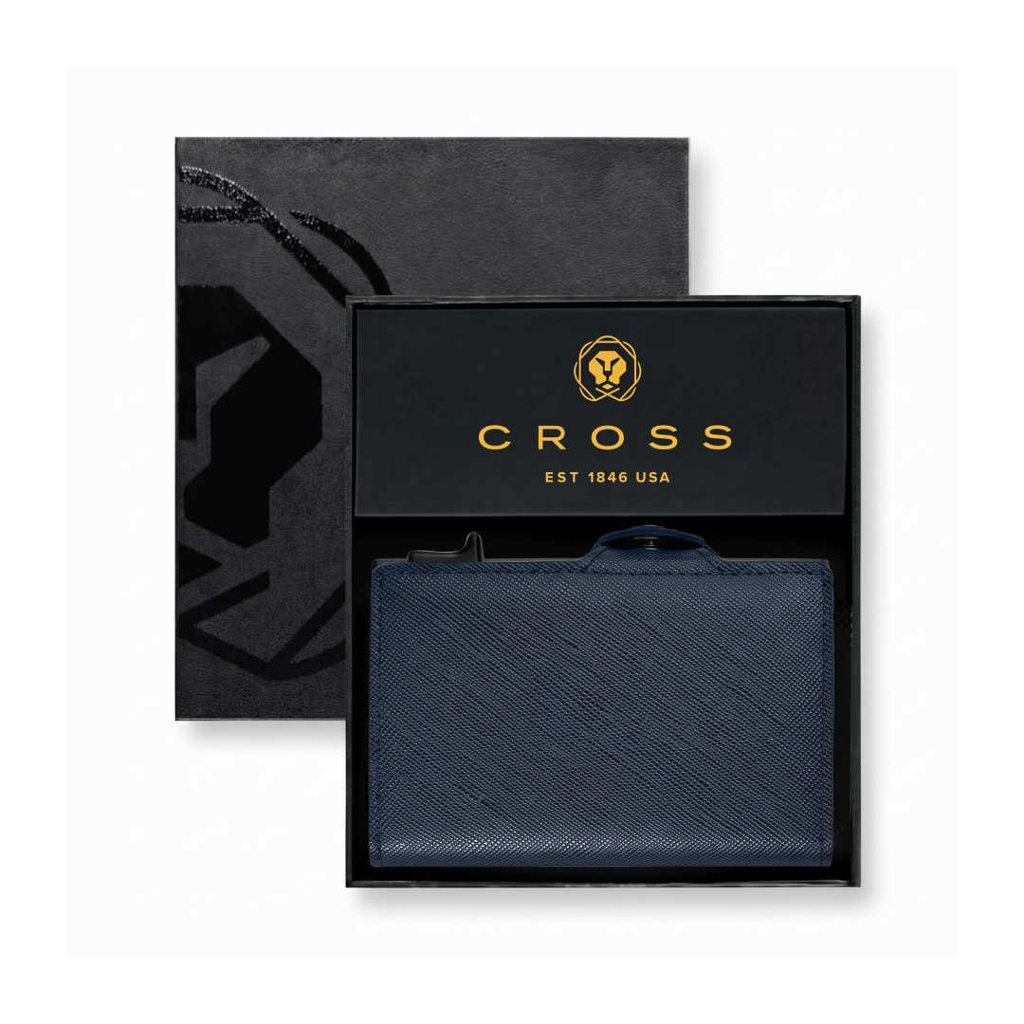 CROSS RFID Card Holder Wallet - Navy Blue