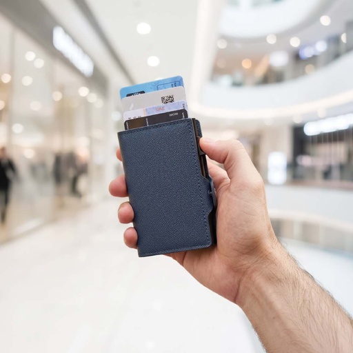 CROSS RFID Card Holder Wallet - Navy Blue