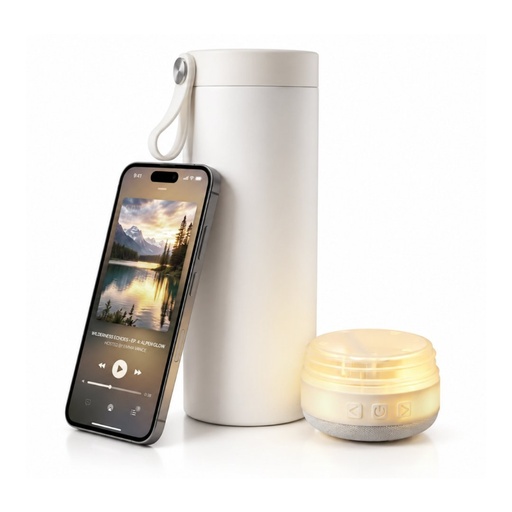 DEXOS - Giftology Double Wall Vacuum Bottle with Speaker - 500 ml - White 