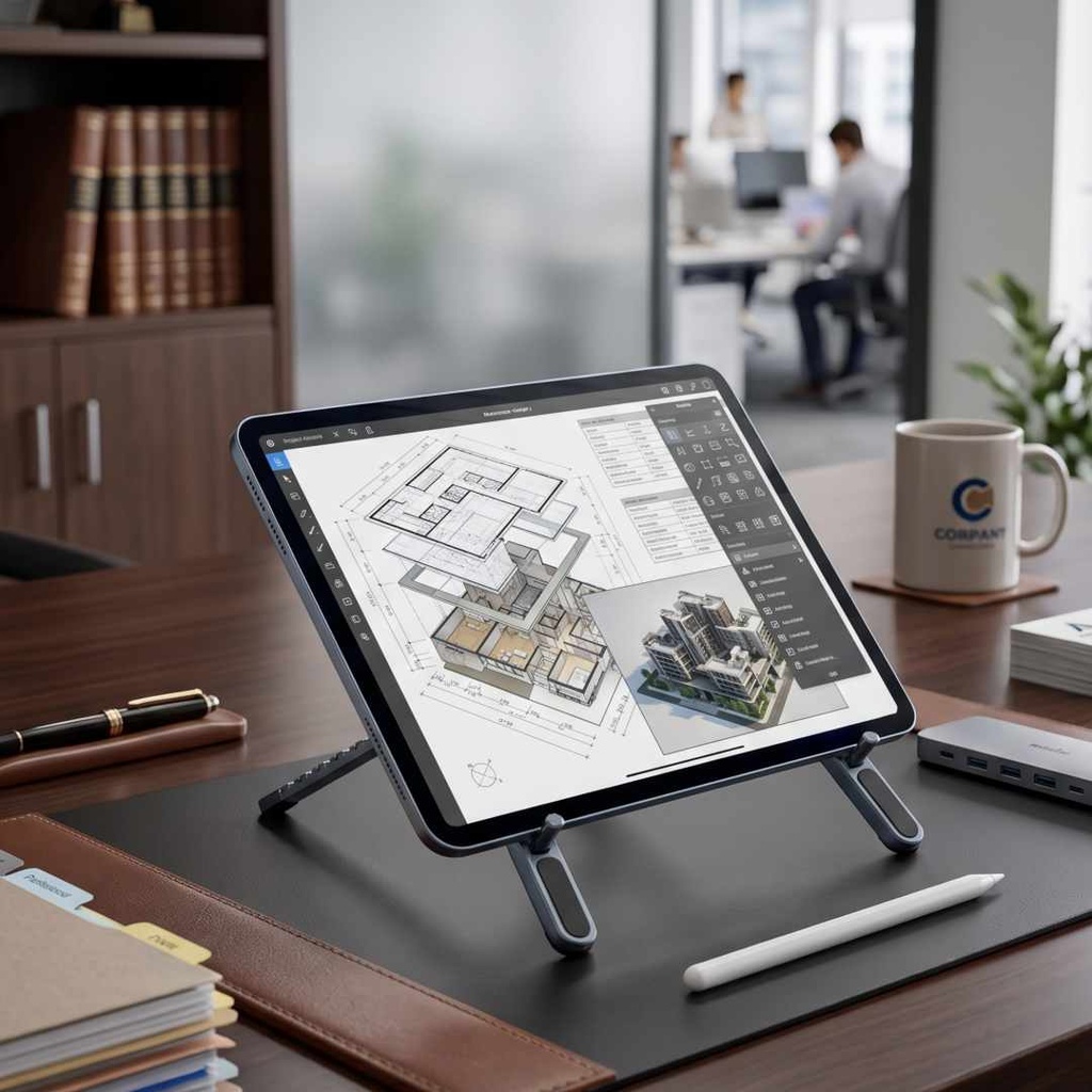 ALBA - @memorii All in One Aluminium Laptop Stand - Grey 