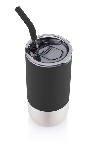 BORCULO - Double Wall Vacuum Tumbler With Straw Spout - Black