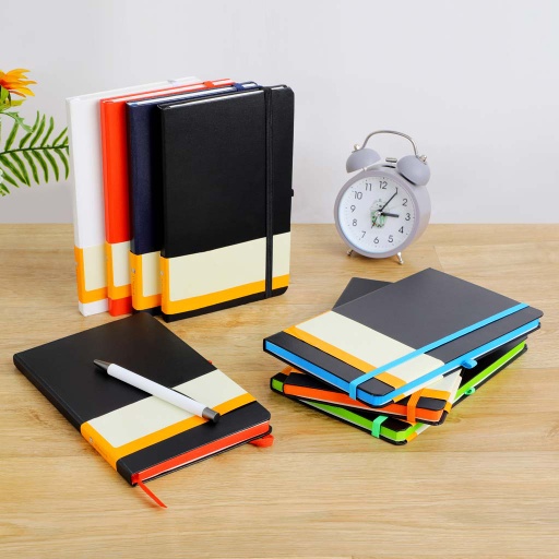 SUKH - SANTHOME A5 Hardcover Ruled Notebook Black-Orange