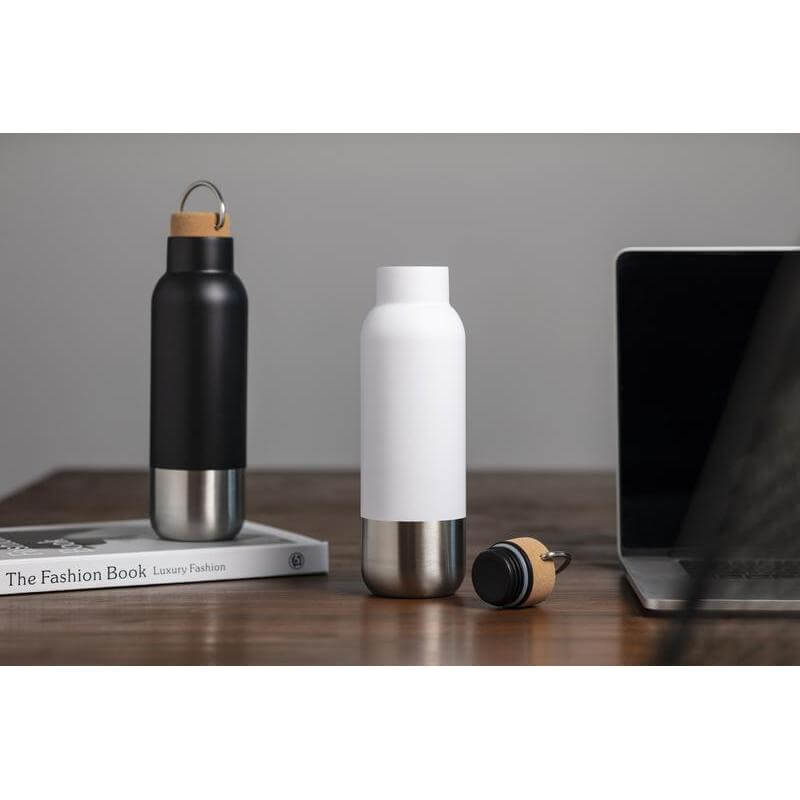 AVERSA - Hans Larsen Double Wall Vacuum Stainless Steel Bottle with Cork Lid - White