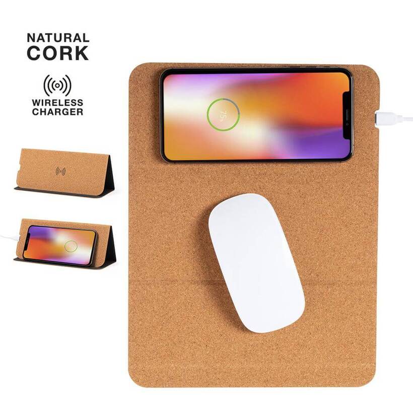 DEBNO - Giftology Cork Mouse Pad with 15W Wireless Charger