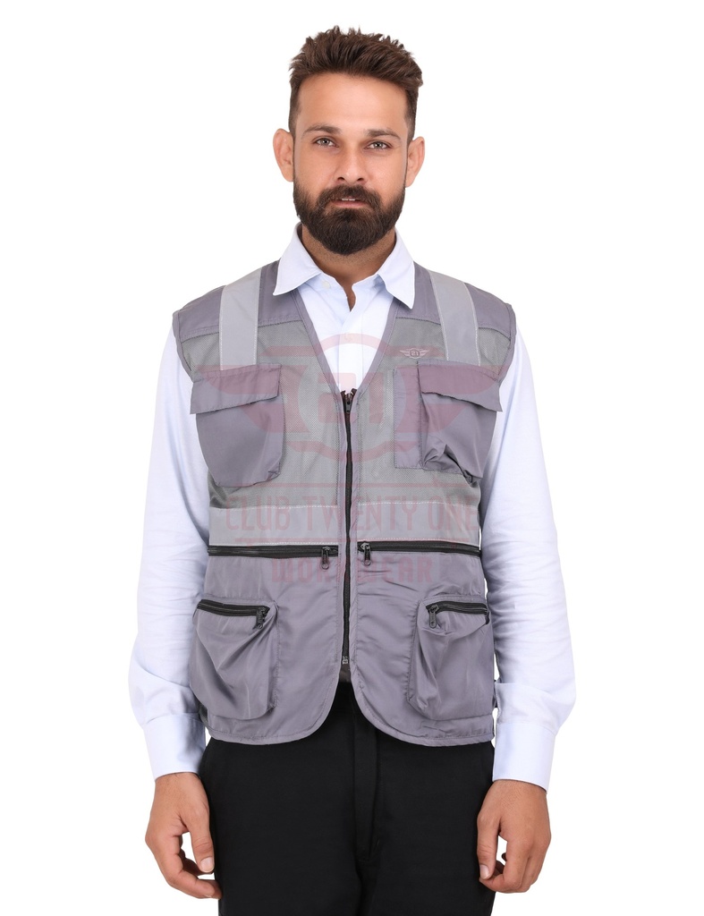 Safex Pro Safety Vest-  Color: Grey
Fabric: Polyester & Air Mesh
GSM: 130