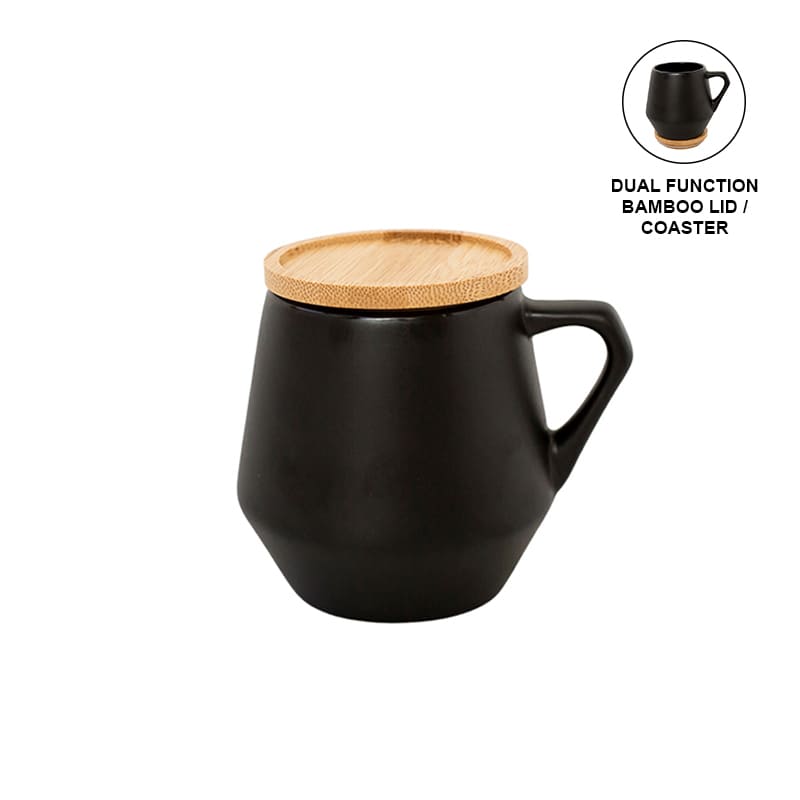 SEVILLA - eco-neutral Ceramic Mug with Bamboo Lid - Black