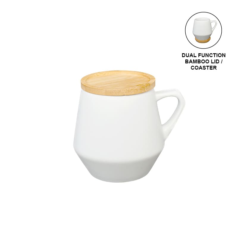 SEVILLA - eco-neutral Ceramic Mug with Bamboo Lid - White