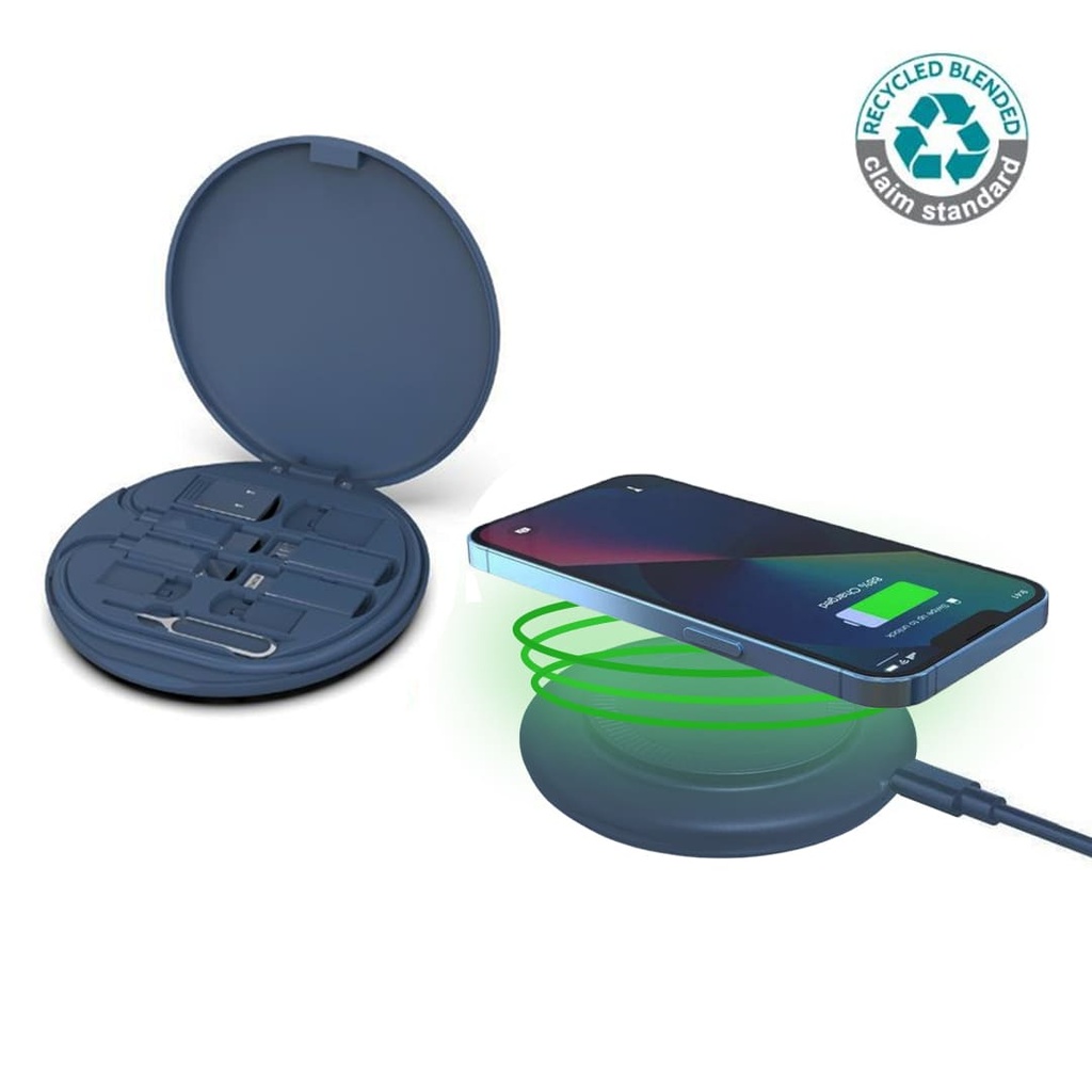 OSLO Mag - @memorii Recycled 15W Magnetic Wireless Charger Multicable Set - Blue