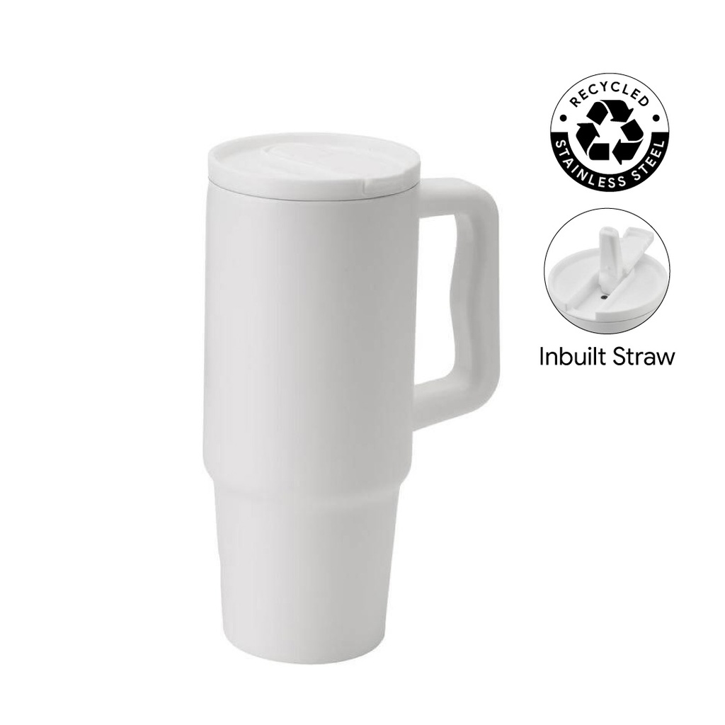 BERN 2.0 - Hans Larsen Recycled Stainless Steel Tumbler with Straw Lid - White